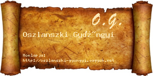 Oszlanszki Gyöngyi névjegykártya
